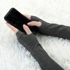image:imageAllegra K Ladies Fall Knitted Arm Warmmers Thumbhole Long Fingerless Gloves PairDark Gray