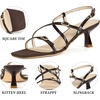 image:imageAllegra K Strappy Heels for Women Slingback Square Toe Kitten Heels SandalsChocolate