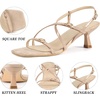 image:imageAllegra K Strappy Heels for Women Slingback Square Toe Kitten Heels SandalsNude