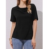 image:imageAllegra K Women Casual Stretchy Cowl Neck Short Sleeve BlouseBlack