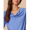 image:imageAllegra K Women Casual Stretchy Cowl Neck Short Sleeve BlouseBlue