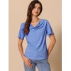 image:imageAllegra K Women Casual Stretchy Cowl Neck Short Sleeve BlouseBlue
