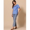 image:imageAllegra K Women Casual Stretchy Cowl Neck Short Sleeve BlouseBlue