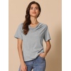 image:imageAllegra K Women Casual Stretchy Cowl Neck Short Sleeve BlouseGrey