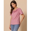 image:imageAllegra K Women Casual Stretchy Cowl Neck Short Sleeve BlouseRed