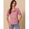 image:imageAllegra K Women Casual Stretchy Cowl Neck Short Sleeve BlouseRed