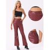 image:imageAllegra K Women Faux Leather Flared Wide Leg Pant with PocketsBurgundy