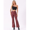 image:imageAllegra K Women Faux Leather Flared Wide Leg Pant with PocketsBurgundy