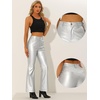 image:imageAllegra K Women Faux Leather Flared Wide Leg Pant with PocketsSilver