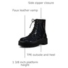 image:imageAllegra K Women Faux Leather Round Toe Platform Combat Boots Flat HeelsBlack
