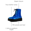 image:imageAllegra K Women Faux Leather Round Toe Platform Combat Boots Flat HeelsBlue