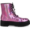 image:imageAllegra K Women Faux Leather Round Toe Platform Combat Boots Flat HeelsPink