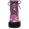 image:imageAllegra K Women Faux Leather Round Toe Platform Combat Boots Flat HeelsPink