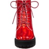 image:imageAllegra K Women Faux Leather Round Toe Platform Combat Boots Flat HeelsRed