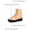 image:imageAllegra K Women Faux Leather Round Toe Platform Combat Boots Flat HeelsRose Gold