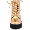 image:imageAllegra K Women Faux Leather Round Toe Platform Combat Boots Flat HeelsRose Gold