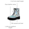 image:imageAllegra K Women Faux Leather Round Toe Platform Combat Boots Flat HeelsSilver