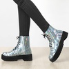 image:imageAllegra K Women Faux Leather Round Toe Platform Combat Boots Flat HeelsSilver