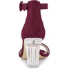 image:imageAllegra K Women Faux Suede Clear Heel Chunky Heel Ankle Strap SandalsBurgundy