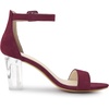 image:imageAllegra K Women Faux Suede Clear Heel Chunky Heel Ankle Strap SandalsBurgundy