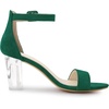 image:imageAllegra K Women Faux Suede Clear Heel Chunky Heel Ankle Strap SandalsEmerald Green