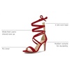 image:imageAllegra K Women Faux Suede Open Toe Stiletto Heel Lace Up SandalsRed