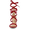 image:imageAllegra K Women Faux Suede Open Toe Stiletto Heel Lace Up SandalsRed
