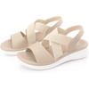 image:imageAllegra K Women Open Toe Elastic Ankle Strap CrossStrap Flat SandalsBeige