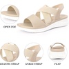image:imageAllegra K Women Open Toe Elastic Ankle Strap CrossStrap Flat SandalsBeige