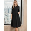 image:imageAllegra K Womens 34 Sleeve ALine Business Work Formal Midi DressBlack