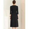 image:imageAllegra K Womens 34 Sleeve ALine Business Work Formal Midi DressBlack