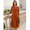 image:imageAllegra K Womens 34 Sleeve ALine Business Work Formal Midi DressBrown