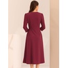 image:imageAllegra K Womens 34 Sleeve ALine Business Work Formal Midi DressBurgundy