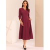 image:imageAllegra K Womens 34 Sleeve ALine Business Work Formal Midi DressBurgundy