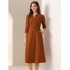 image:imageAllegra K Womens 34 Sleeve ALine Business Work Formal Midi DressCaramel