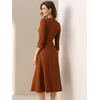 image:imageAllegra K Womens 34 Sleeve ALine Business Work Formal Midi DressCaramel