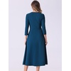 image:imageAllegra K Womens 34 Sleeve ALine Business Work Formal Midi DressDark Blue