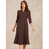 image:imageAllegra K Womens 34 Sleeve ALine Business Work Formal Midi DressDark Brown
