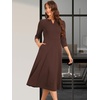 image:imageAllegra K Womens 34 Sleeve ALine Business Work Formal Midi DressDark Brown