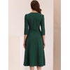 image:imageAllegra K Womens 34 Sleeve ALine Business Work Formal Midi DressDark Green