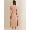 image:imageAllegra K Womens 34 Sleeve ALine Business Work Formal Midi DressDark Khaki