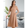 image:imageAllegra K Womens 34 Sleeve ALine Business Work Formal Midi DressDark Khaki