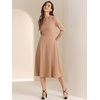 image:imageAllegra K Womens 34 Sleeve ALine Business Work Formal Midi DressDark Khaki