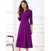 image:imageAllegra K Womens 34 Sleeve ALine Business Work Formal Midi DressDark Purple