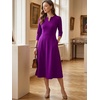 image:imageAllegra K Womens 34 Sleeve ALine Business Work Formal Midi DressDark Purple