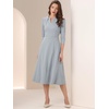 image:imageAllegra K Womens 34 Sleeve ALine Business Work Formal Midi DressGrey