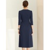 image:imageAllegra K Womens 34 Sleeve ALine Business Work Formal Midi DressNavy Blue