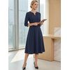 image:imageAllegra K Womens 34 Sleeve ALine Business Work Formal Midi DressNavy Blue