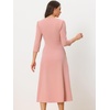 image:imageAllegra K Womens 34 Sleeve ALine Business Work Formal Midi DressPink
