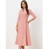 image:imageAllegra K Womens 34 Sleeve ALine Business Work Formal Midi DressPink